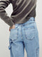 Womens Relaxed High Waisted Carpenter Wide Leg Jeans in Light Blue