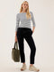 Ladies Cotton Rich Striped Slim Fit 3/4 Sleeve Top