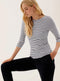 Ladies Cotton Rich Striped Slim Fit 3/4 Sleeve Top