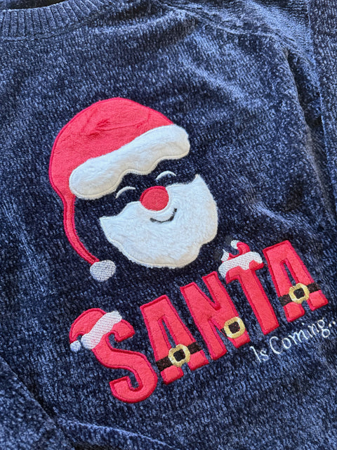 Ladies Santa Is Coming Chenille Christmas Jumper