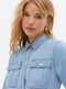 Ladies Light Blue Denim Tie Waist Mini Shirt Dress