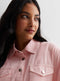 Ladies Cotton Denim Oversized Shirt In Pink & Khaki