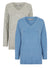 Ladies V Neck Soft Feel Knit Jumper In Blue & Grey