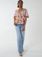 QED London Floral Short Sleeve V Neck Blouse
