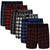 Mens 6 Pack Buffalo Check Polycotton Woven Button Front Boxer Shorts