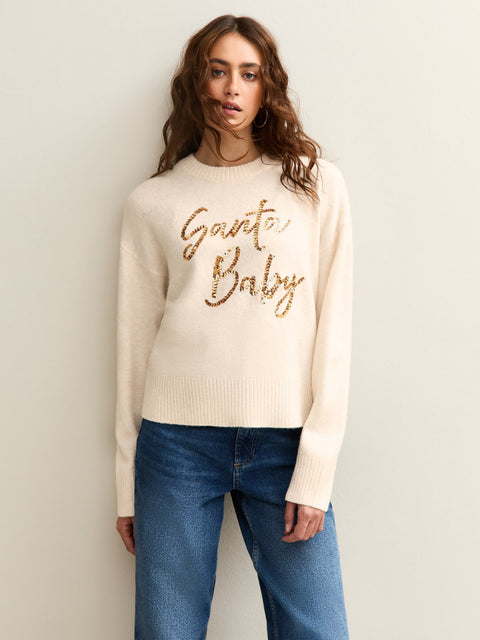 Blue Christmas Sequin Santa Baby Jumper