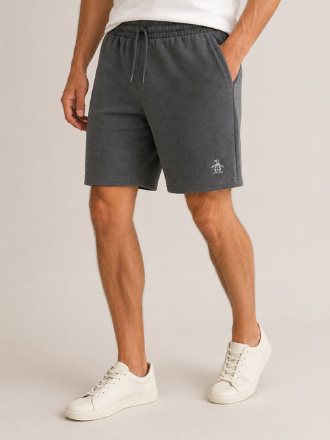 Mens Penguin Ribbed Sweatshorts in Charcoal Grey