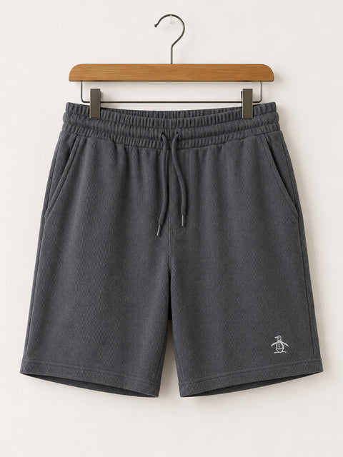 Mens Penguin Ribbed Sweatshorts in Charcoal Grey