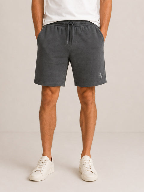 Mens Penguin Ribbed Sweatshorts in Charcoal Grey