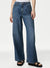 Ladies Slouchy Mid Rise Wide Leg Jeans