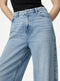 Ladies Slouchy Mid Rise Wide Leg Jeans