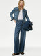 Ladies Slouchy Mid Rise Wide Leg Jeans