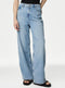 Ladies Slouchy Mid Rise Wide Leg Jeans