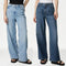 Ladies Slouchy Mid Rise Wide Leg Jeans