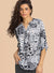 Ladies Black Aztec Print Buttoned Tunic Top