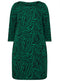 Ex Store Ladies Curve Green Zebra Print Jacquard Knitted Pocket Dress