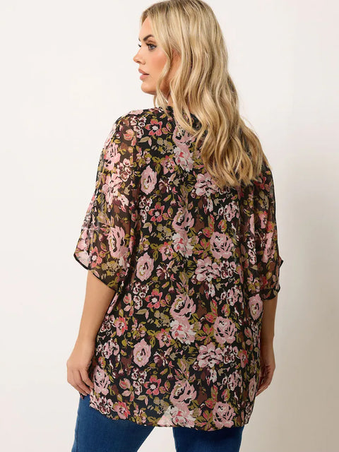 Ladies Curve Black Chrome Keyhole Detail Lined Tunic