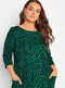 Ex Store Ladies Curve Green Zebra Print Jacquard Knitted Pocket Dress