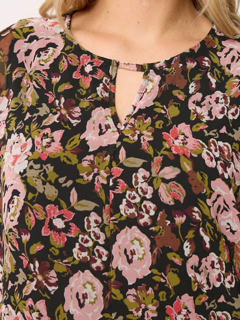 Ladies Curve Black Chrome Keyhole Detail Lined Tunic