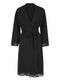 Ladies Black Belted Lace Trim Lightweight Dressing Gown
