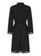 Ladies Black Belted Lace Trim Lightweight Dressing Gown