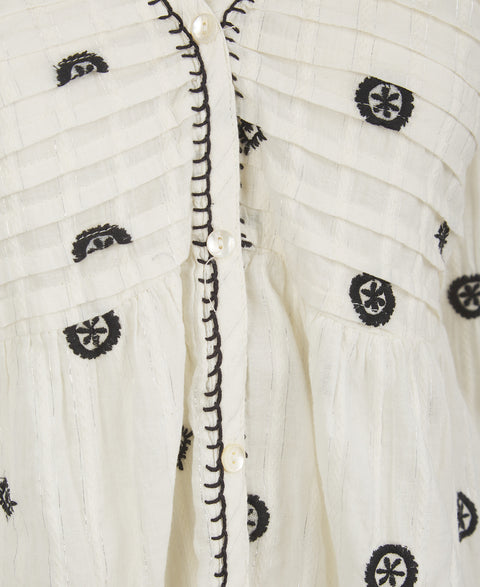 Ladies Ivory Boho Embroidered Detail Blouse