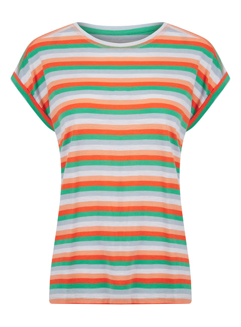 Ladies Basic Stripe Cotton Blend T shirt