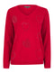 Ladies Ex Bon Marche Diamante Heart Front V Neck Jumper