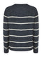 Ladies Camaieu Cotton Stripe Knit Jumper In Blue & Cream
