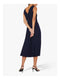 Ex Warehouse Pleated Midi Sleeveless Dress in Navy & Green