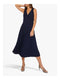 Ex Warehouse Pleated Midi Sleeveless Dress in Navy & Green