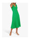 Ex Warehouse Pleated Midi Sleeveless Dress in Navy & Green