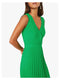 Ex Warehouse Pleated Midi Sleeveless Dress in Navy & Green