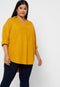 Ex Evans V Neck Linen Overhead Shirt In Black / Yellow