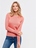 Ex M&CO Crew Neck Button Sleeve Detail Jumper 10 Colours