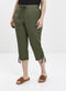 Ex Evans Black / Khaki Cotton Cropped Trousers