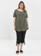 Ex Evans Black / Khaki Cotton Cropped Trousers