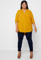 Ex Evans V Neck Linen Overhead Shirt In Black / Yellow