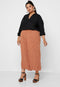 Ex Evans V Neck Linen Overhead Shirt In Black / Yellow