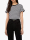 Ex Warehouse Stripe Frill T-Shirt, Black