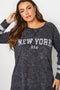 Plus Size Acid Wash Raglan T-Shirt Top 2 Colours