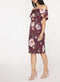 Ex Dorothy Perkins Petite Wine Floral Print Bardot Pencil Dress