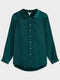 Ex M&CO Green Heavy Satin Silky Soft Curved Hem Shirt