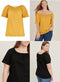 Ex Evans Yellow Or Black Linen Blend Bardot Top