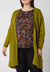 Plus Size V Neck Cotton Long Cardigan In Navy & Green