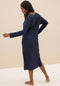 Ex Famous Store Cool Comfort Navy Cotton Modal Longsleeve Nightdress