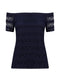 Ex Dorothy Perkins Lace Bardot Top In White / Navy