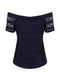 Ex Dorothy Perkins Lace Bardot Top In White / Navy