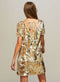 Ex Miss Selfridge Gold Sequin Velour Sparkly Short Sleeve T-Shirt Dress 6-14