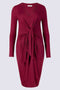 Ex Famous Store Knot Front Long Sleeve Bodycon Midi Dress